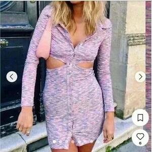 NWT mint vanilla multi colored open back button down COLLARED MINI DRESS sz XS